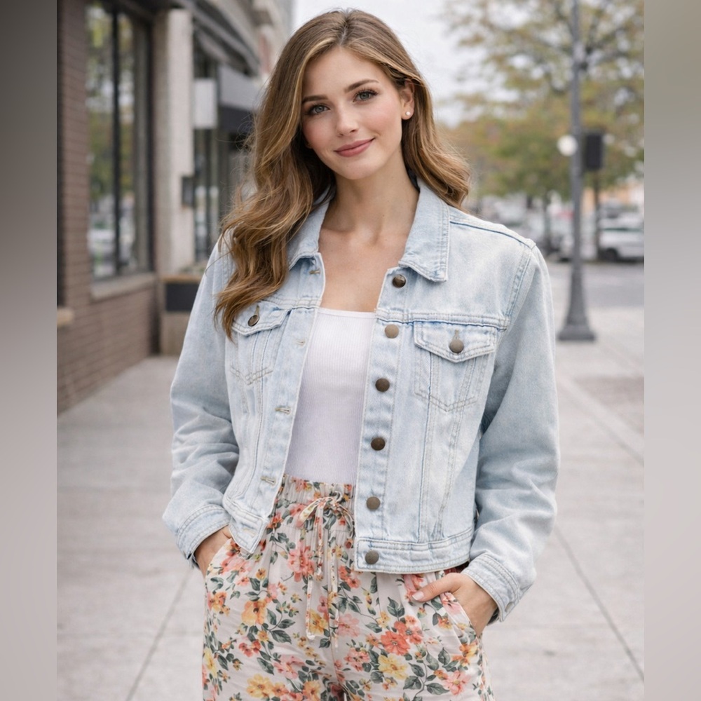 Windsor Light Wash Denim Trucker Jacket Size Medium